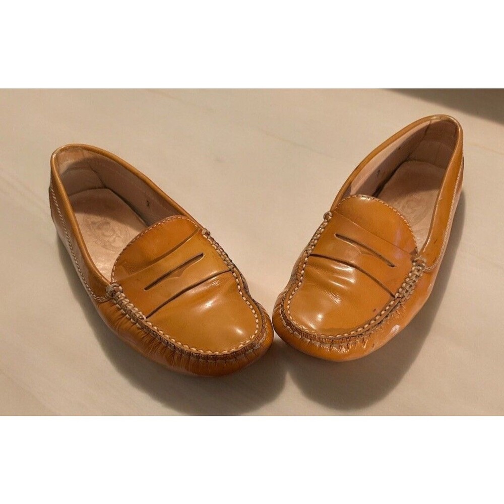 Tod's Brown Patent Leather Gommini Penny Loafers Size 7